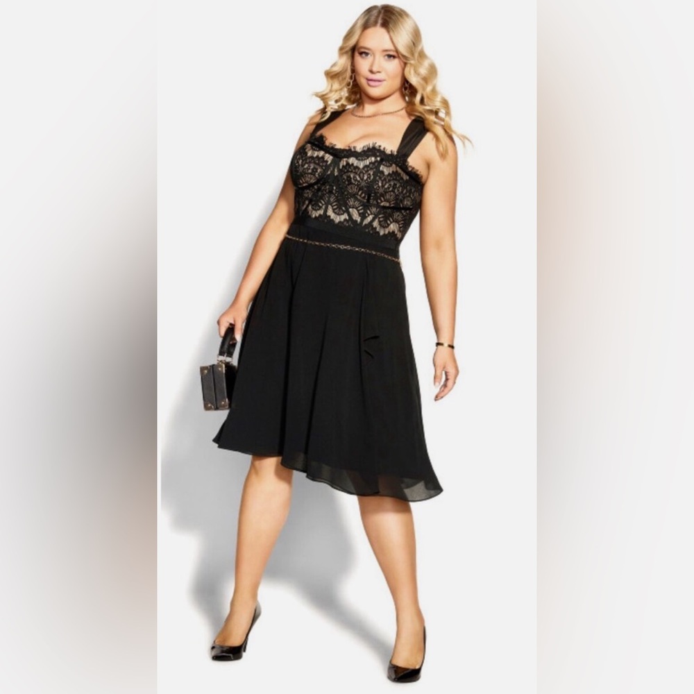 City Chic Eyelash Evie Elegant Black Lace Dress
